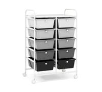 COSTWAY Chariot à roulettes avec 10 tiroirs empilables, chariot de rangement pour bureau, salon, 65,5 x 37 x 87 cm