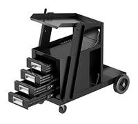 COSTWAY Chariot d'Atelier de Soudage à 4 Tiroirs avec Stockage de Réservoir, Chariot à Outils avec Chaîne de Sécurité Charge 45 KG, pour Soudage TIG MIG ARC et Coupeur de Plasma, Noir