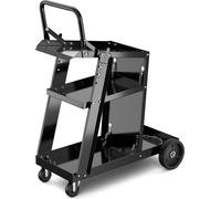 COSTWAY Chariot de soudage avec 3 étagères & chaînes anti-basculement, chariot d'équipement Chariot de soudage métal pour TIG MIG soudeuses & découpeuses plasma