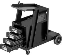 COSTWAY Chariot de soudage avec 4 tiroirs & support pour bouteilles de gaz, chariot pour appareils de soudage, chariot pour appareils de soudage chariot d'atelier en métal, 71 x 38 x 71 cm, noir