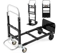 COSTWAY Chariot de transport 2 en 1 Diable pliable, Chariot à main avec poignée télescopique , longueur réglable, Chariot plate-forme max. 272kg, Diable max. 135kg