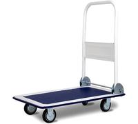 COSTWAY Chariot de transport pliable, chariot plate-forme jusqu'à 150 kg de capacité de charge, aide au transport avec roues pivotantes à 360° & poignée, chariot de transport pliable bleu