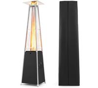 COSTWAY Chauffage à Gaz Extérieur Pyramidal de 48 000 BTU | Poêle à Gaz pour Patio avec Roulettes, Radiateur Électrique Chauffant avec Allumage par Impulsions, Housse Anti-poussière