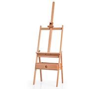 COSTWAY Chevalet d'Artiste sur Pied avec Tiroir, Fait en Hêtre, Porte-Toile Réglable, Grand Plateau pour Fournitures de Dessin, Supporte une toile jusqu'à 92 cm 43x44x151-194,5CM