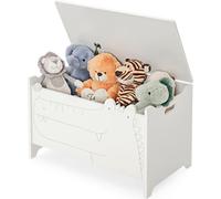 COSTWAY Coffre à jouets en bois, 2 en 1 armoire à jouets et banc, coffre à jouets 60 x 33 x 37,5 cm (Blanc)