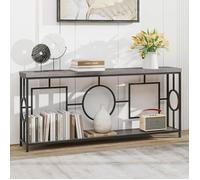COSTWAY Console à 2 Niveaux 180 x 30 x 80 cm ,Meuble d'Entrée , Bout de Canapé Rustique pour Couloir Chambre