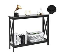 COSTWAY Console Meuble 100 x 30 x 80 CM, Console Entrée à 2 Niveaux, Tables Consoles de Salon, pour Entrée, Chambre, Salon (Noir)