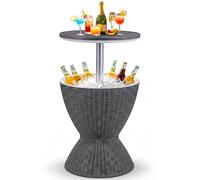 COSTWAY Cool Bar 3 en 1, table d'appoint, glacière d'extérieur pour bière et vin de 30 L, glacière avec orifice de vidange, pour terrasse, fêtes, bord de piscine, gris