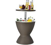 COSTWAY Cool Bar 3 en 1, table d'appoint, glacière d'extérieur pour bière et vin de 30 L, glacière avec orifice de vidange, pour terrasse, fêtes, bord de piscine, marron