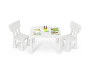 Costway Costway 3 TLG. Chaise haute groupe table enfant avec 2 chaises plastique enfants