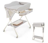 Costway Costway 4 en 1 Table pliante 3 Stable réglable en hauteur Station à langer Gris