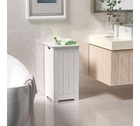 Costway Costway Armoire à linge libre -Lavoir complet Collecteur de linge en bois avec couvercle Armoire de stockage Armoire de salle de bain blanche
