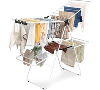 Costway Costway séchoir à linge à 2 niveaux, pliable avec des ailes réglables en hauteur 154 x 55,5 x 112 cm blanc
