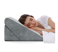 COSTWAY Coussin de Lecture, Oreiller Anti-Stress Triangulaire, Coussin Thérapeutique Post Opératoire, Élévateur de Jambes, Poignée, Housse Amovible Respirante, Soulager Douleur de Dos, Genoux, Gris