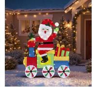 COSTWAY Décoration de Père Noël Illuminée dans Train 133 LED - 96x34x120 cm avec Coffrets Cadeaux et Piquets Intérieur/Extérieur