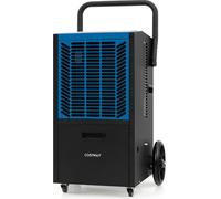 COSTWAY Déshumidificateur 66L/jour , déshumidificateur de chantier avec pompe, minuterie 24H, tuyau de vidange & 4 roues, déshumidificateur industriel bleu