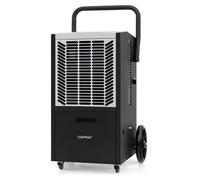 COSTWAY Déshumidificateur 66L/jour , déshumidificateur de chantier avec pompe, minuterie 24H, tuyau de vidange & 4 roues, déshumidificateur industriel blanc