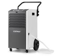 COSTWAY Déshumidificateur commercial 73 L/jour jusqu'à 695m³, déshumidificateur industriel de chantier avec tuyau de vidange, roulettes & minuterie, déshumidificateur portable