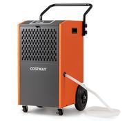COSTWAY Déshumidificateur commercial 73 L/jour jusqu'à 695m³, déshumidificateur industriel de chantier avec tuyau de vidange, roulettes & minuterie, déshumidificateur portable