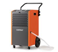 COSTWAY Déshumidificateur Professionnel 73L/Jour, Déshumidificateur Industriel avec Tuyau de Vidange et Minuterie pour Pièces jusqu'à 695 m², Minuterie 24 H pour Vide Sanitaire Sous-sol (Orange)