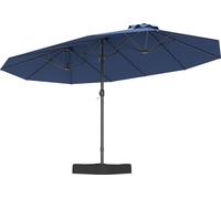 COSTWAY Double parasol UPF 50+ avec support 443x263cm, Parasol à manivelle, Parasol de terrasse Grand XXL Bleu marine