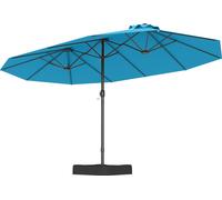 COSTWAY Double parasol UPF 50+ avec support 443x263cm, Parasol avec manivelle, Parasol de terrasse Grand XXL Turquoise