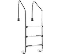 COSTWAY Echelle de piscine inox 3 marches, échelle de piscine jusqu'à 150kg, échelle d'accès argent, échelle de piscine antidérapante, échelle encastrée 53 x 63 x 147 cm