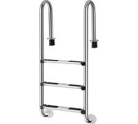 COSTWAY échelle de piscine inox, échelle de piscine 3 marches, échelle d'accès argent, échelle de piscine antidérapante, échelle encastrée 132 x 50 x 26 cm