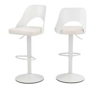COSTWAY Ensemble de 2 Tabourets de Bar Ergonomiques - Hauteur du Siège Réglable 63-83 cm pour Cuisine Bistro Blanc