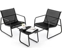 COSTWAY Ensemble de 3 meubles de jardin, ensemble de balcon, table et 2 chaises, tissu respirant, salon de jardin