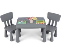 COSTWAY Ensemble de 3 pièces pour enfants, table pour enfants, table pour enfants avec 2 chaises, meubles pour enfants en plastique, set de table pour enfants pour chambre d'enfant Gris