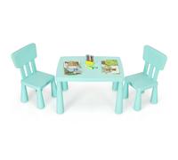 COSTWAY Ensemble de 3 pièces pour enfants, table pour enfants, table pour enfants avec 2 chaises, meubles pour enfants en plastique, ensemble de tables pour enfants pour chambre d'enfant Vert