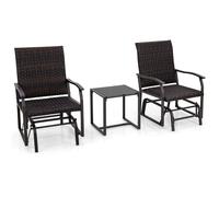 COSTWAY Ensemble de meubles de jardin 3 pièces avec siège rembourré, ensemble de balcon en rotin comprenant 2 chaises et une table, ensemble de salon pour petit balcon