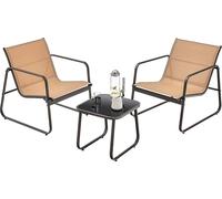 COSTWAY Ensemble de meubles de jardin 3 pièces, ensemble de meubles de balcon, table et 2 chaises, tissu respirant, meubles de terrasse Ensemble de jardin pour terrasse, balcon, jardin