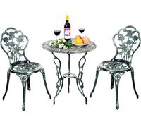 COSTWAY Ensemble de meubles de jardin antique 3 pièces Bistro avec 2 fauteuils 41 x 51 x 81,5 cm Fonte d'aluminium Vert