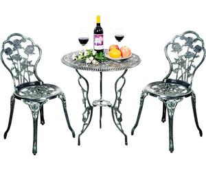 COSTWAY Ensemble de meubles de jardin antique 3 pièces Bistro avec 2 fauteuils 41 x 51 x 81,5 cm Fonte d'aluminium Vert