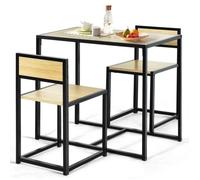 COSTWAY Ensemble Table à Manger 1 Table et 2 Chaises Encastrable Style Industriel Moderne pour Salle à Manger, Bistro Naturel