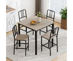 COSTWAY Ensemble Table à Manger 5 Pièces Carrée 90x90 cm avec 4 Tabourets Pliable Gain de Place pour Cuisine Salle à Manger Gril