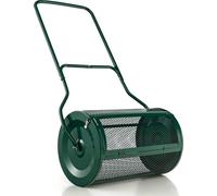 COSTWAY Epandeur à compost 80L, Epandeur à tourbe Ø40x68cm avec poignée en U & panier en maille, Epandeur de jardin pour composteur, Epandeur de graines, Epandeur manuel métal vert