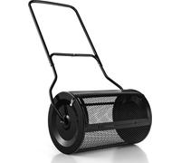 COSTWAY Epandeur à compost 80L, Epandeur à tourbe Ø40x68cm avec poignée en U & panier en maille, Epandeur de jardin pour composteur, Epandeur de graines, Epandeur manuel métal noir