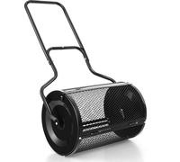 COSTWAY Epandeur de compost 75L, Epandeur de mousse de tourbe avec poignée en U et panier en maille, Epandeur d'engrais gazon jardin, Epandeur de jardin métal pour engrais semis noir