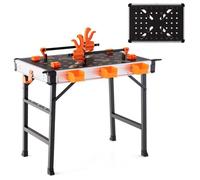 COSTWAY Etabli Pliant,Table de Travail-2 Pinces à Clip-4 Chiens de Serrage-3 Boîtes à Outils Amovibles-Trous Latéraux-Capacité