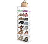 COSTWAY Étagère à Chaussures à 8 Niveaux, Peu encombrante, Hauteur réglable, en Bois, étagère d'angle Verticale, Organiseur de Chaussures Autonome pour entrée, Couloir (Blanc, 45 x 25 x 110 cm)