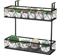 COSTWAY Étagère à fleurs à suspendre, support de pots de fleurs en métal, étagère suspendue avec crochets réglables, bac à plantes en pot pour jardin balcon terrasse, étagère à balustrade, étagère à p