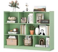 COSTWAY Étagère Bibliothèque 3 Niveaux avec 8 Compartiments Ouverts, Cubes Ouverts pour Salon, Chambre, Bureau, 122x32x93 cm, Vert