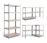 COSTWAY Étagère de Rangement à 5 Niveaux pour Garage, Étagère Ajustable en Hauteur, Chaque Charge 175 KG, 90 x 40 x 180 CM, Argent
