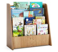 COSTWAY Étagère pour enfants avec 4 compartiments, bibliothèque porte-journaux Étagère de rangement pour enfants 57,5x26,5x59cm Naturel