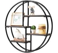 COSTWAY Étagères Murales Ronde de Style Industrielle avec 4 Etagères Dimensions : Ø 55 x 11 CM Matériel de Fixation Inclus