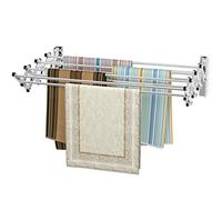 COSTWAY Étendoir Linge Mural avec 8 Barres en Acier Inoxydable, Séchoir Mural Rétractable pour Intérieur Extérieur, Etendoir Rabattable 86 cm pour Salle de Bain Buanderie, 86 x 64 x 22 CM, Argent