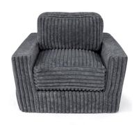 COSTWAY Fauteuil en Mousse sans Cadre Tissu en Velours Côtelé, Gris | Canapé Compressé 1 Place sans Montage avec Housse Amovible Lavable, Coussin Épaissi et Accoudoirs Larges pour Salon Chambre